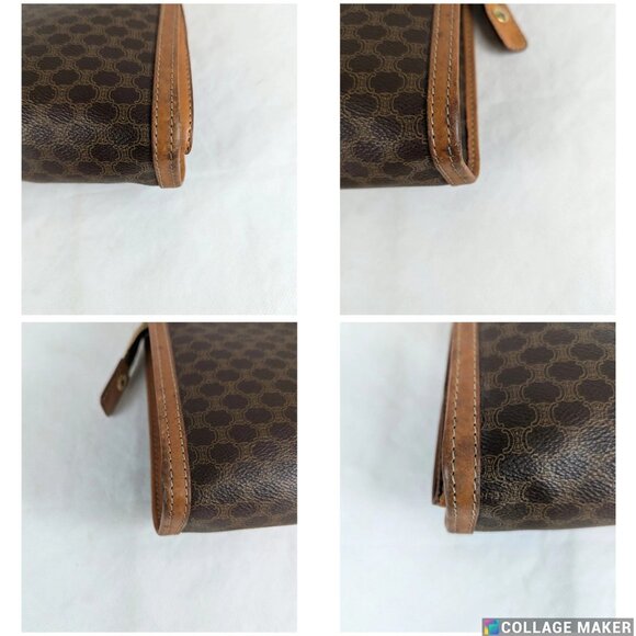 Celine Macadam Vintage Clutch Bag Brown Beige Pouch Made in Italy - Picture 11 of 13